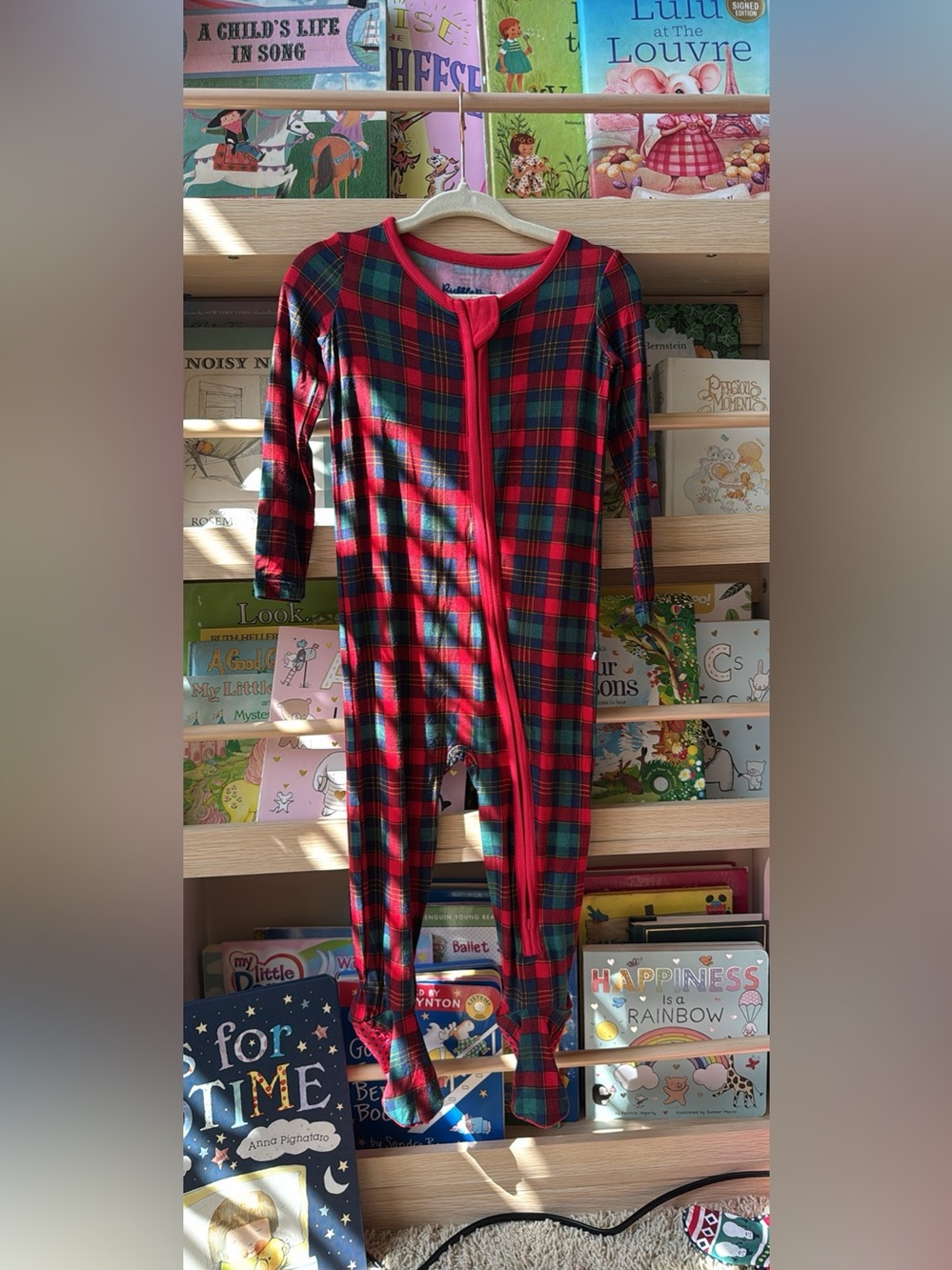 Ruffle Butts Red & Green Plaid Kids One-Piece, NWT, 12/18 months
